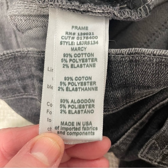 Frame Denim Le Skinny De Jeanne Black Marcy Distressed Chewed Hem Size 26 - Picture 12 of 14